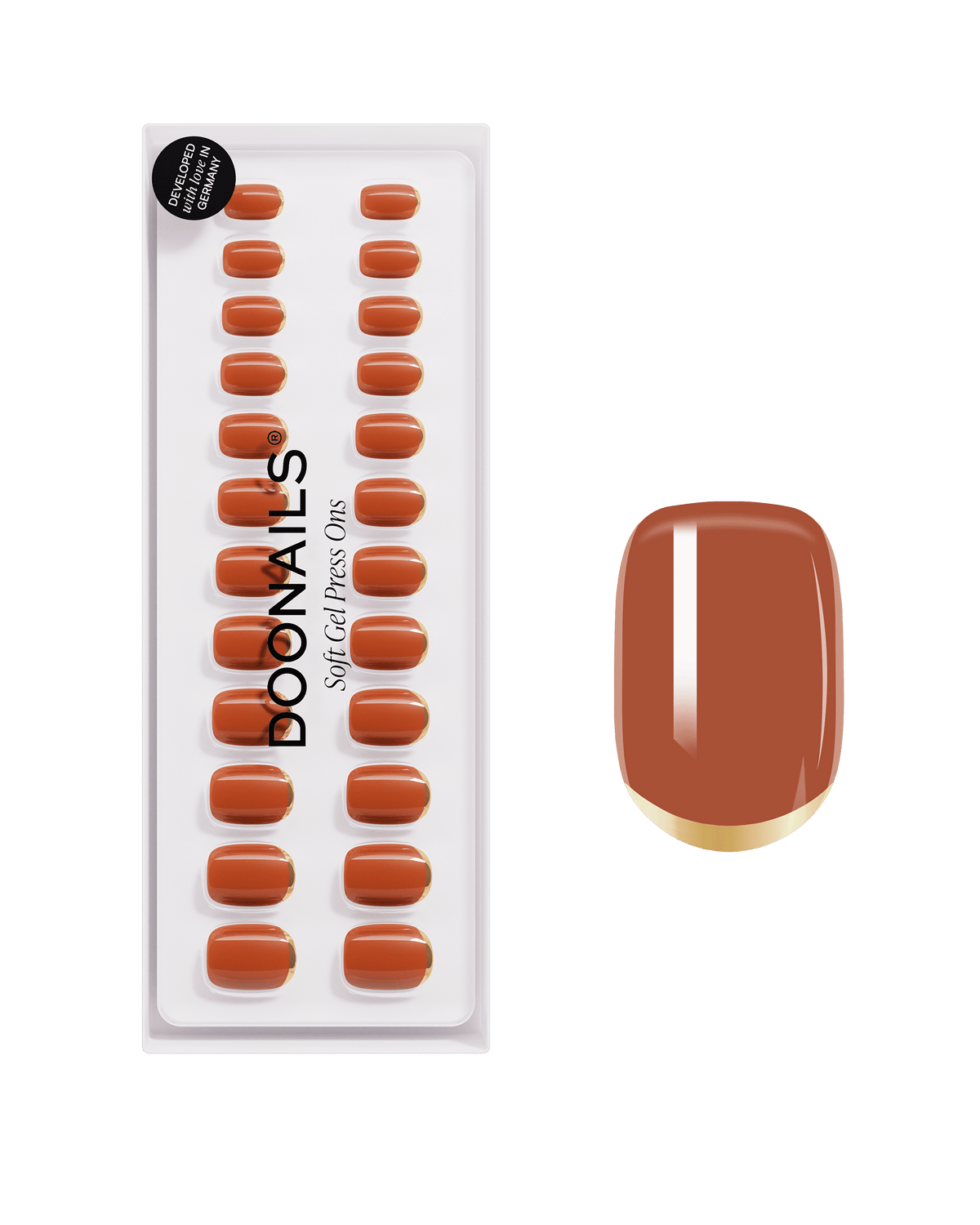 Press Ons en gel souple Cinnamon Extra Courte Carré