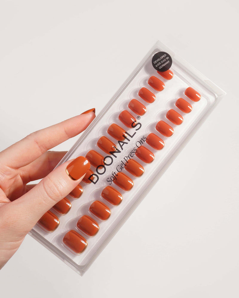 Press Ons en gel souple Cinnamon Extra Courte Carré - Doonails France