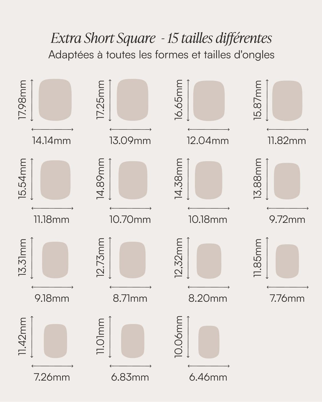 Press Ons en gel souple Cinnamon Extra Courte Carré