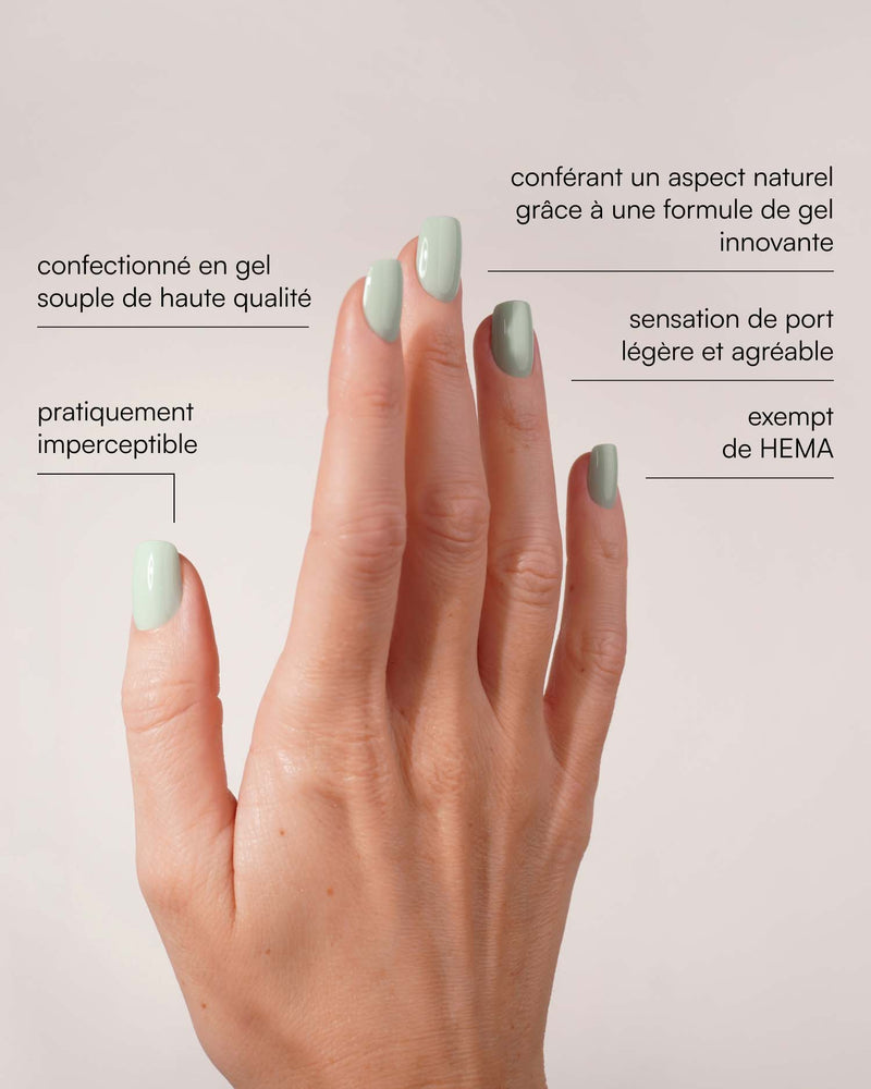 Press Ons en gel souple Cute Cucumber Courte Carré - Doonails France