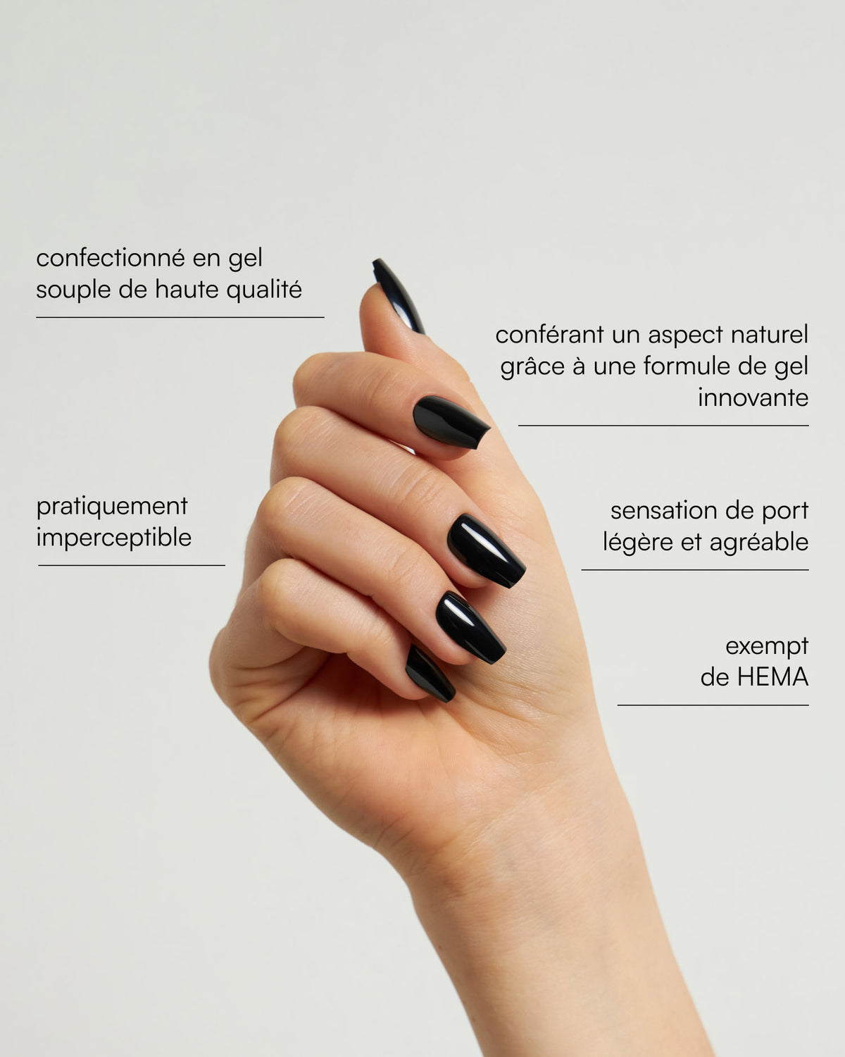 Dark Dream Courte Ballerine Press On en Gel Souple