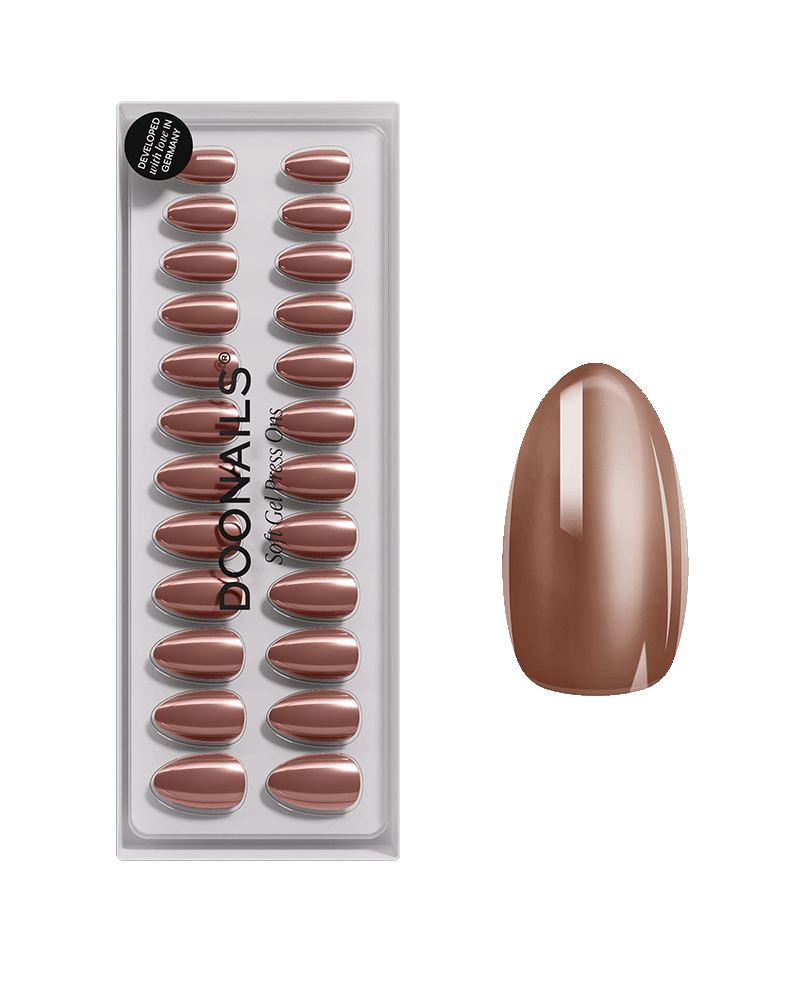 Press Ons en gel souple Glazed Chocolate Court Amande