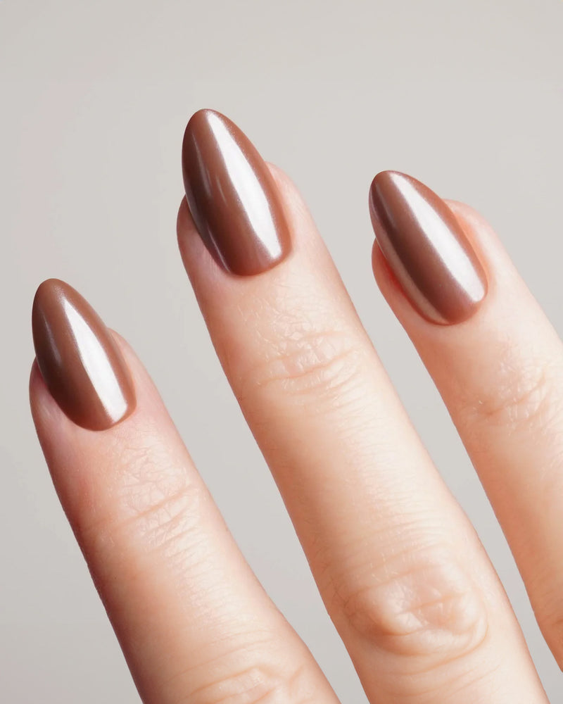 Press Ons en gel souple Glazed Chocolate Courte Amande - Doonails France