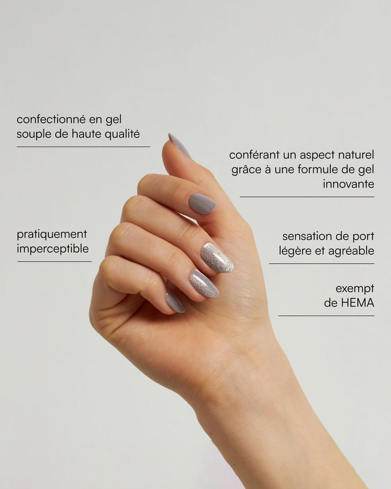 Press Ons en gel souple Grey Cat Eye Moyenne Arrondie - Doonails France