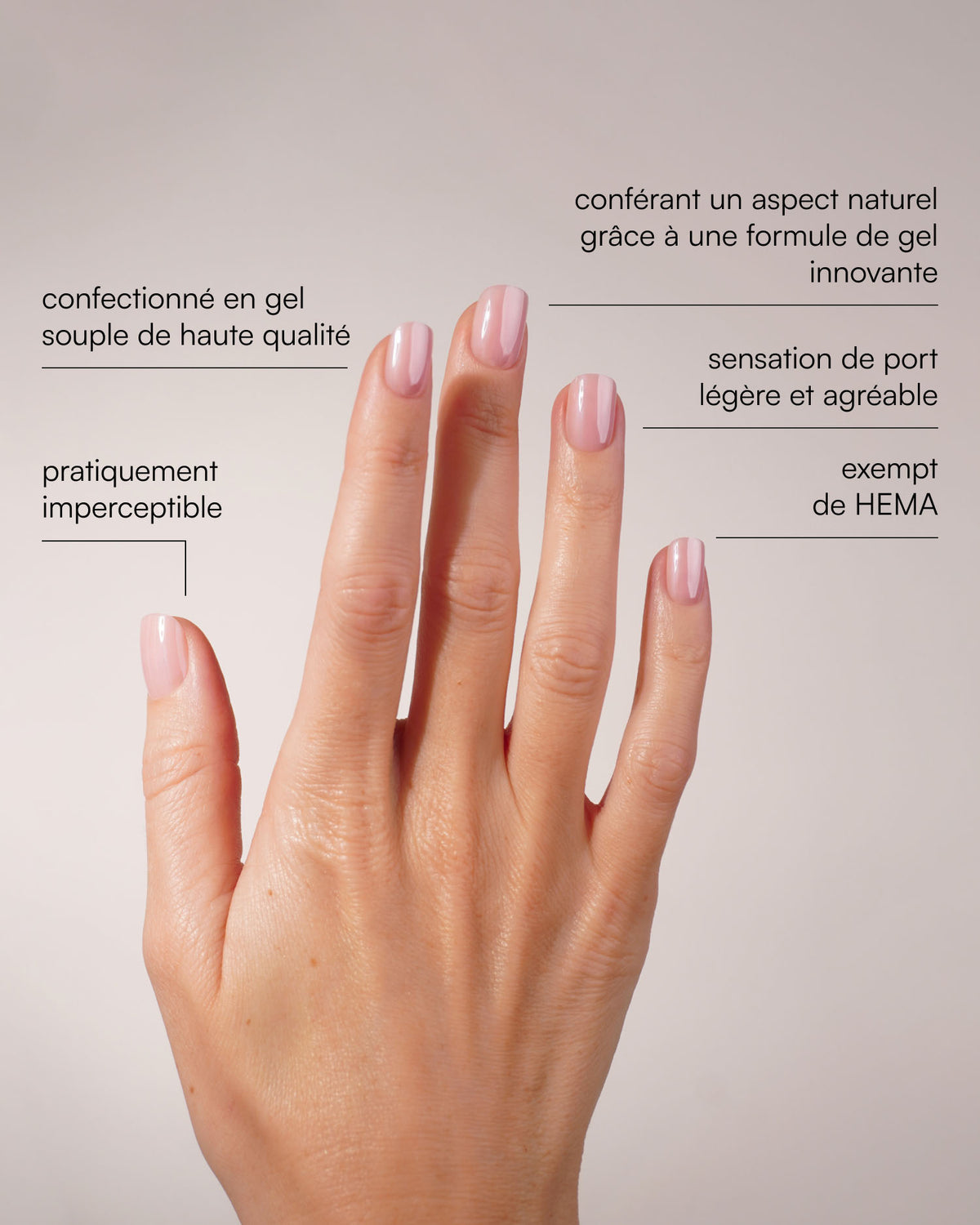 Jetset Extra Courte Carré Press On en Gel Souple