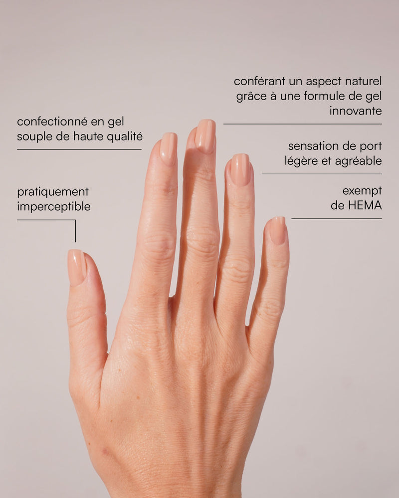 Press Ons en gel souple Latte Courte Carrée - Doonails France