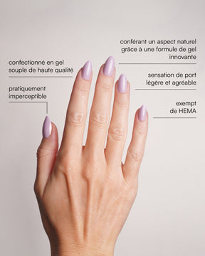 Press Ons en gel souple Lavender Mist Court Amande