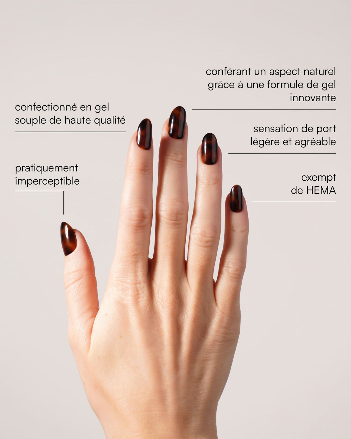 Mosaic Amber Moyenne Arrondie Press Ons en Gel Souple