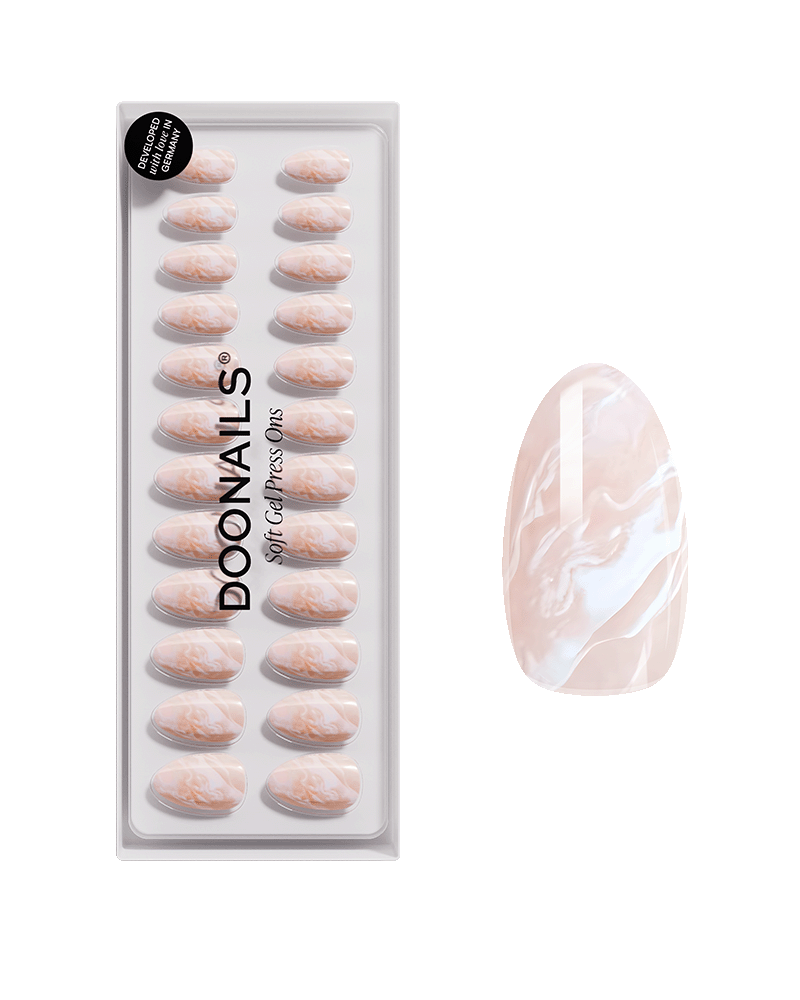 Press Ons en gel souple Nude Marble Court Amande