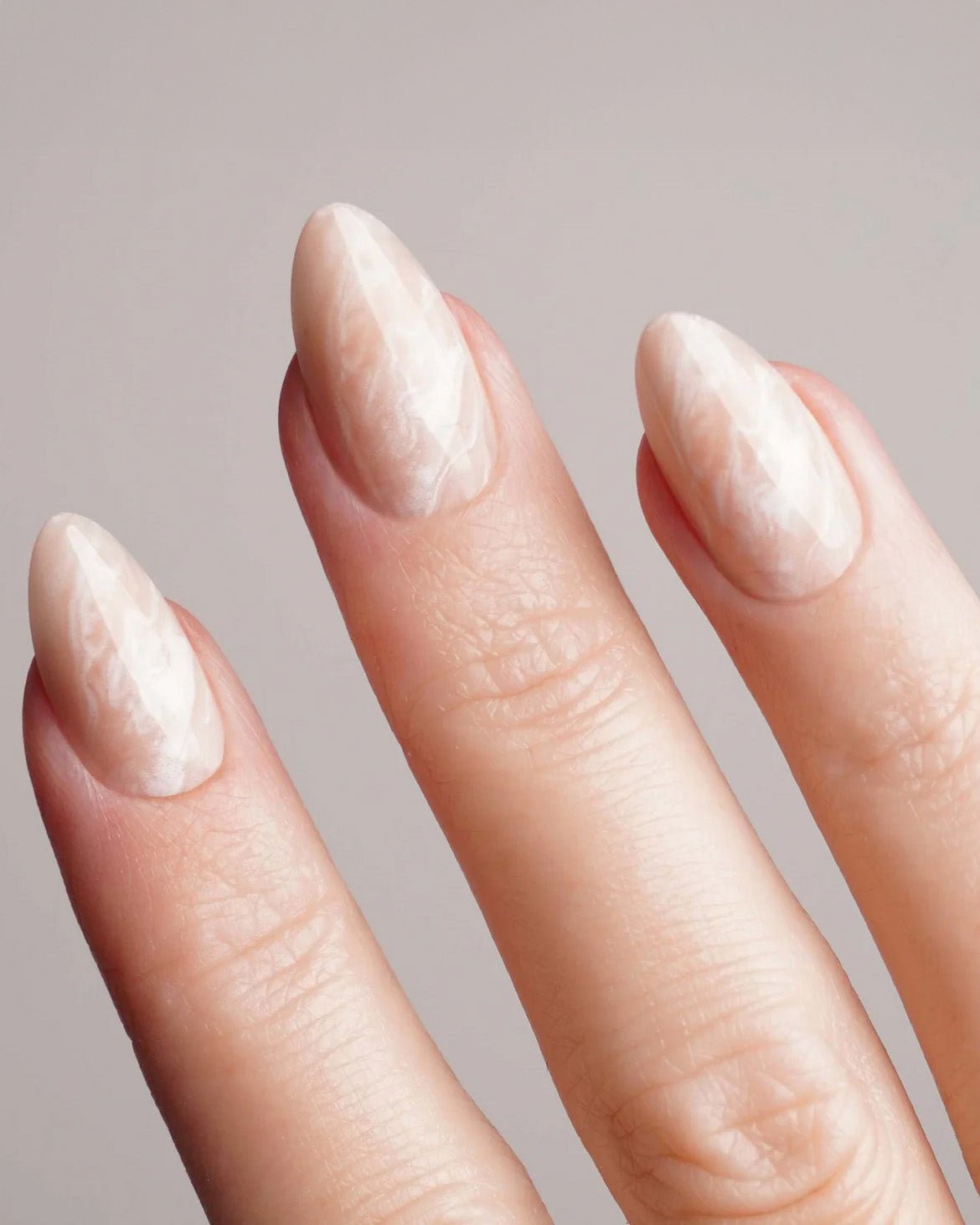 Nude Marble Courte Amande Press On en Gel Souple
