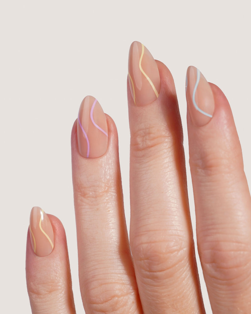 Press Ons en gel souple Pastel Swirl Courte Amande - Doonails France