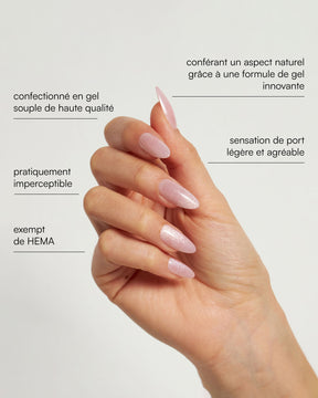 Press Ons en gel souple Rose Cat Eye Forme Moyenne Amande