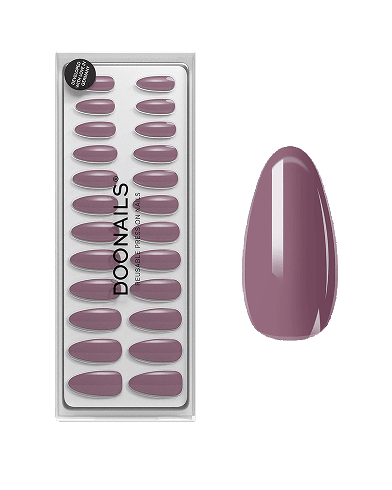 Press Ons en gel souple Silent Night Mauve Forme Moyenne Amande