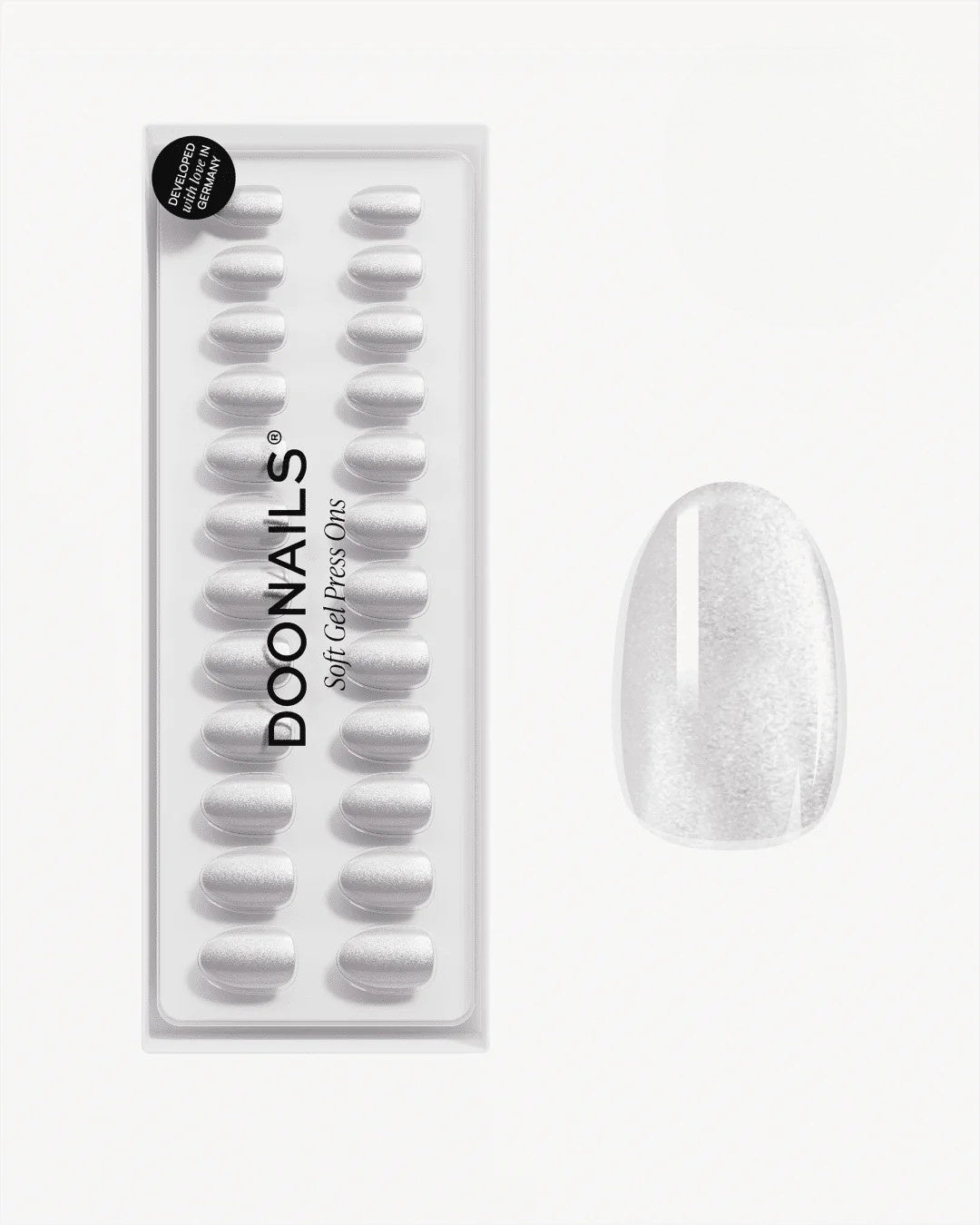 White Cat Eye Courte Arrondie Press On en Gel Souple