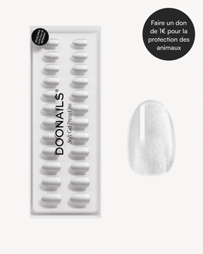 Press Ons en gel souple White Cateye Court Rond