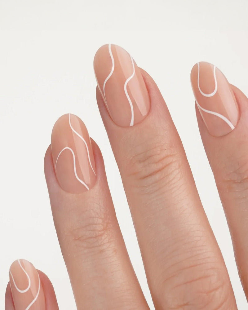 Press Ons en gel souple White Swirl Moyenne Arrondie - Doonails France
