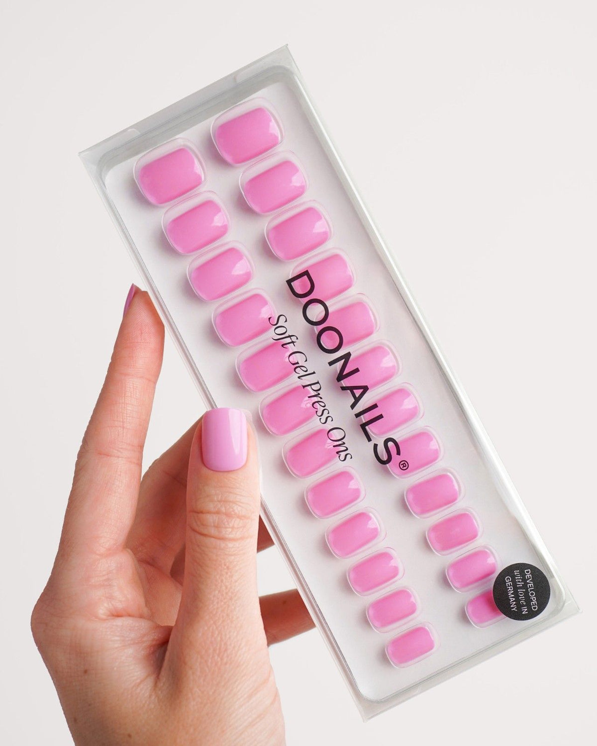Barbie Girl Extra Courte Carré Press On en Gel Souple