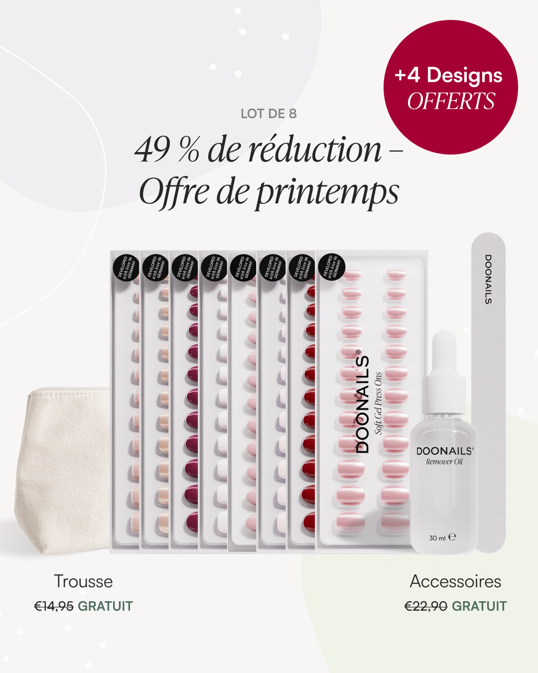 Kit de démarrage Printemps – Press Ons en gel souple
