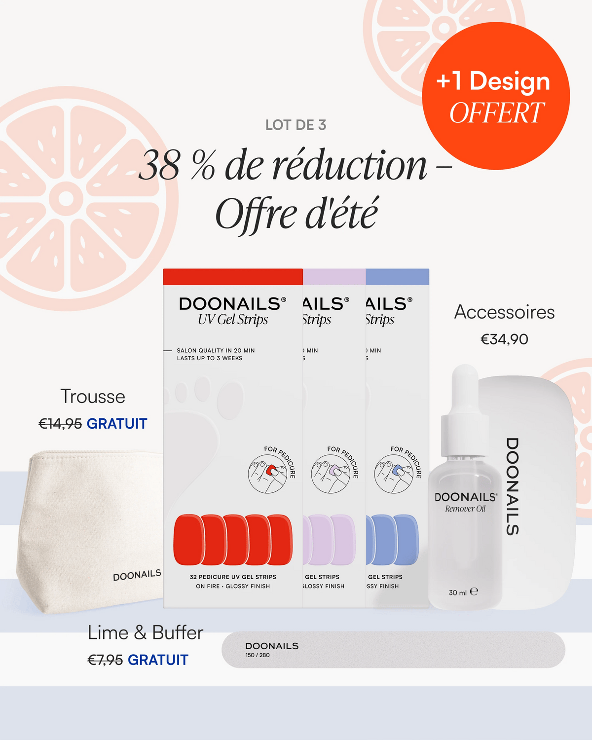 Kit de démarrage Été - Bandes en Gel Pédicure