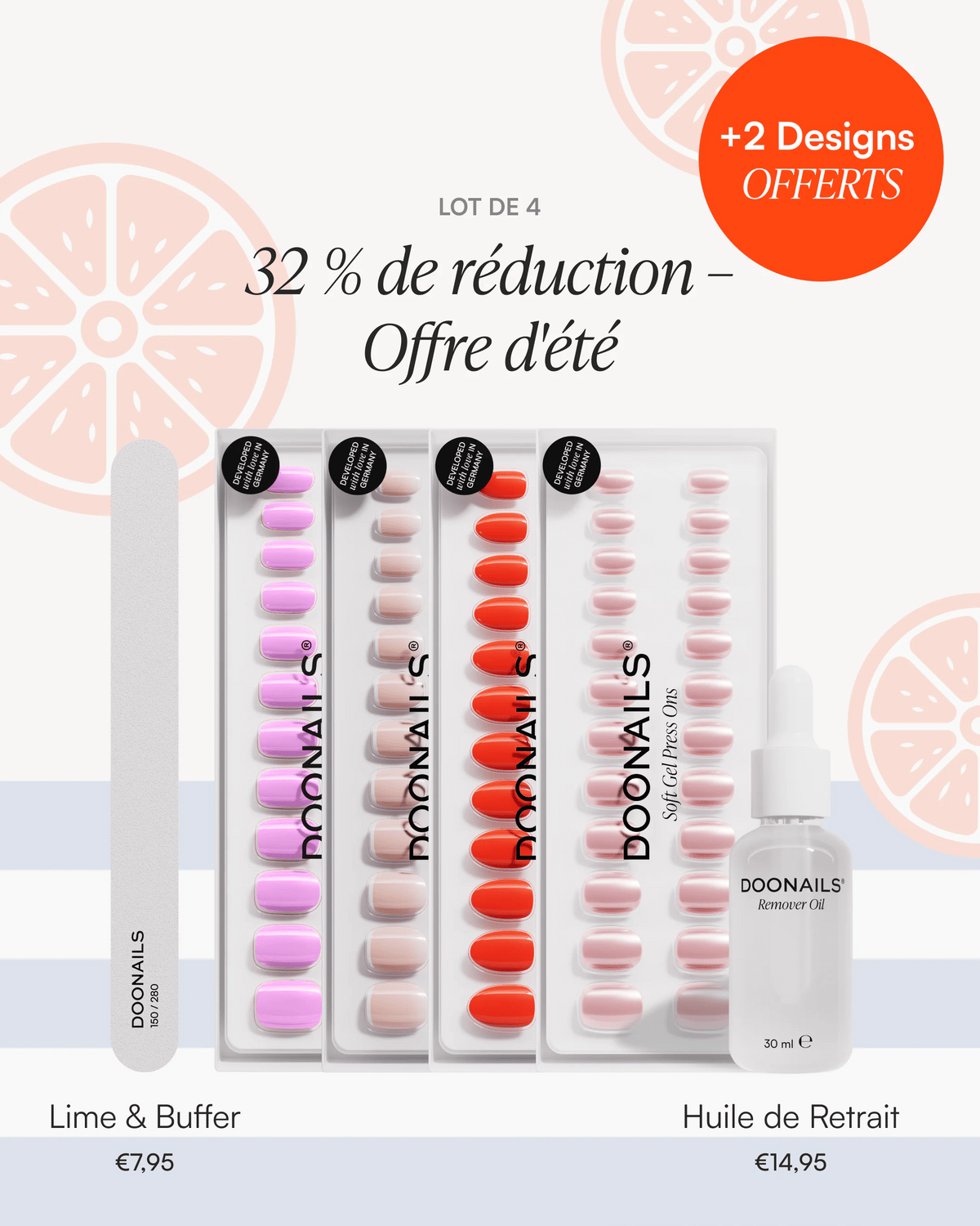 Kit de démarrage Été – Press Ons en gel soupleDoonails