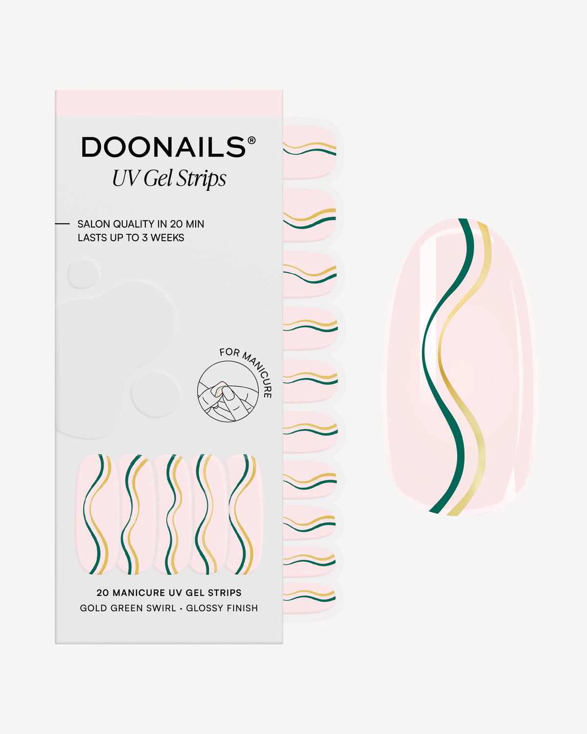 Gold Green Swirl Bandes en Gel UV