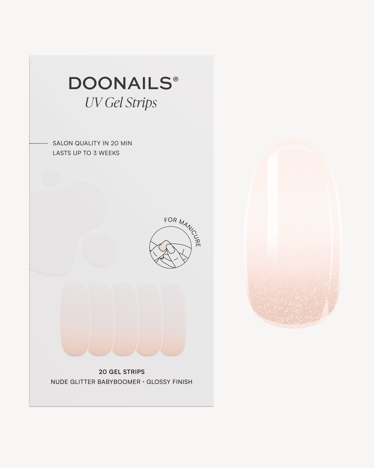 Nude Glitter Babyboomer Bandes en Gel UV