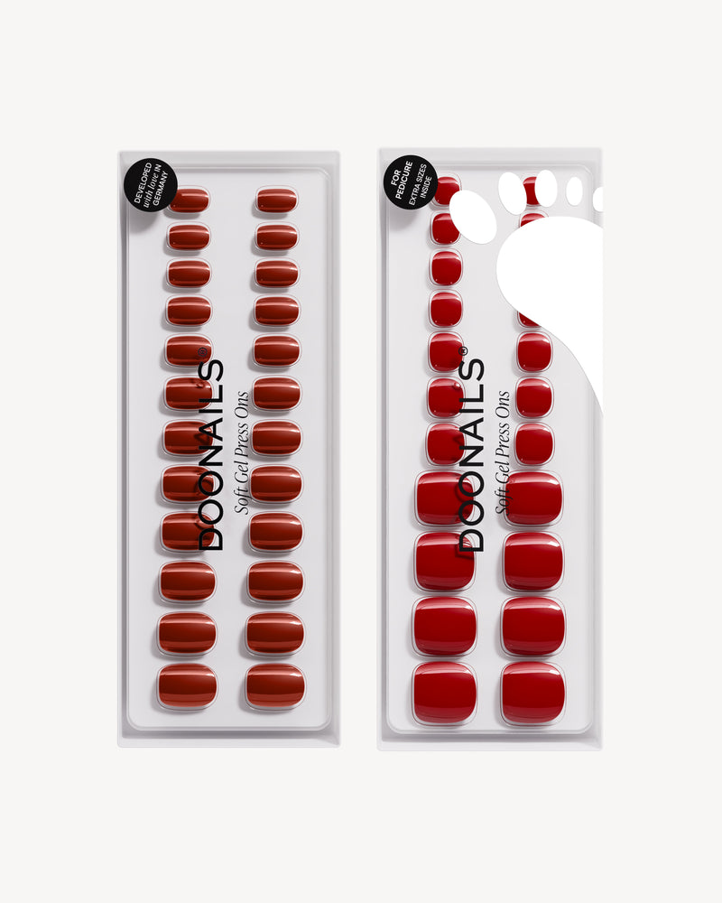 Mon Cheri Extra Courte Carré Mani & Pedi Kit Press On en Gel Souple