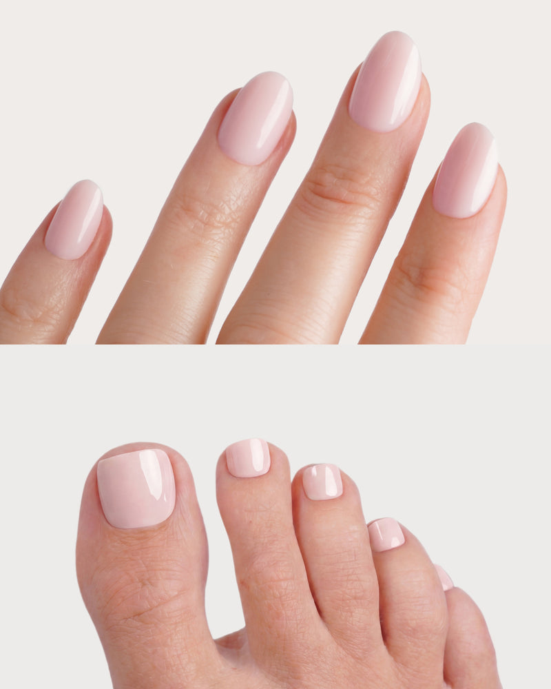 Ballerina Courte Arrondie Mani & Pedi Kit Press On en Gel Souple