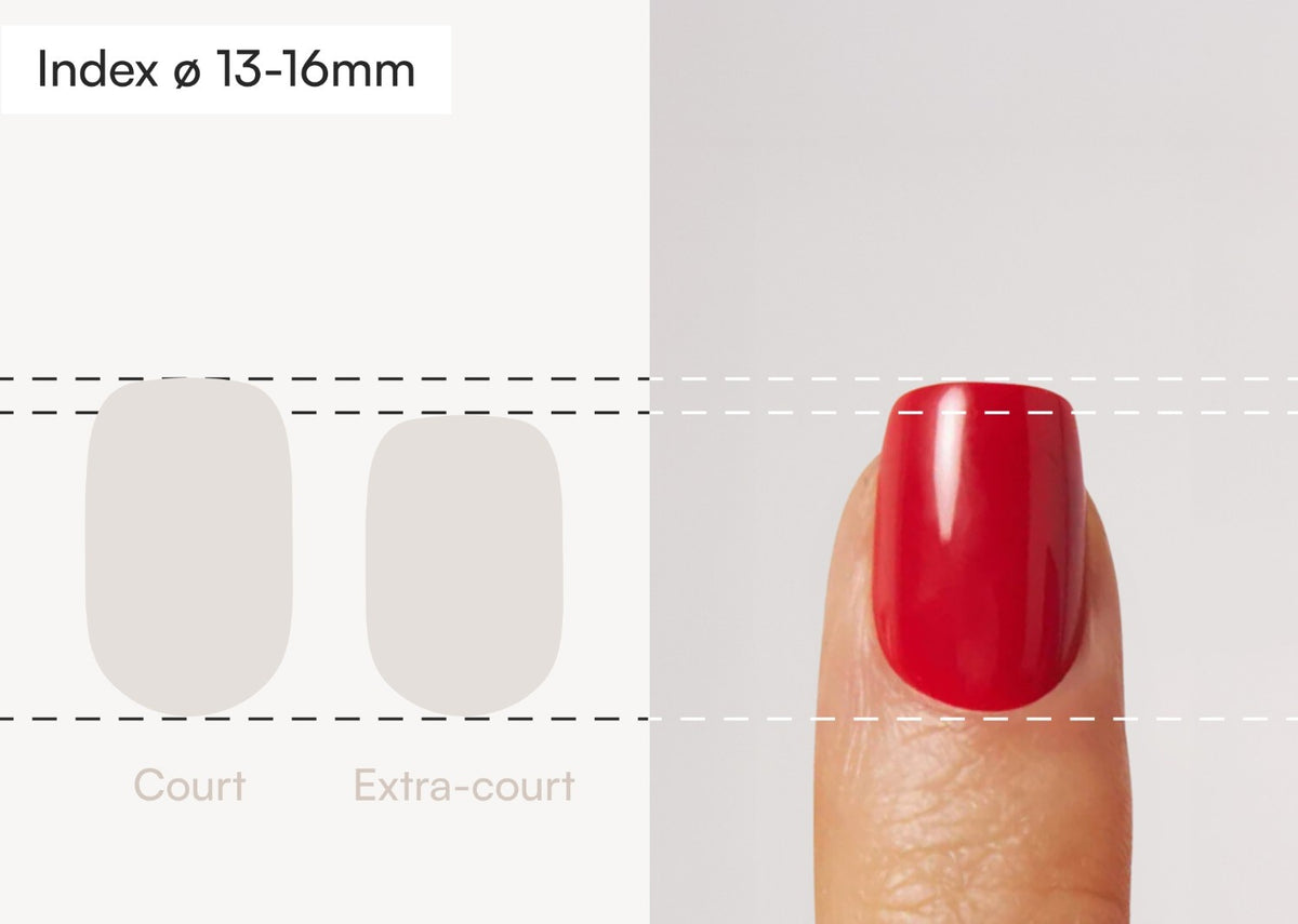 Square press ons comparés à un vrai doigt