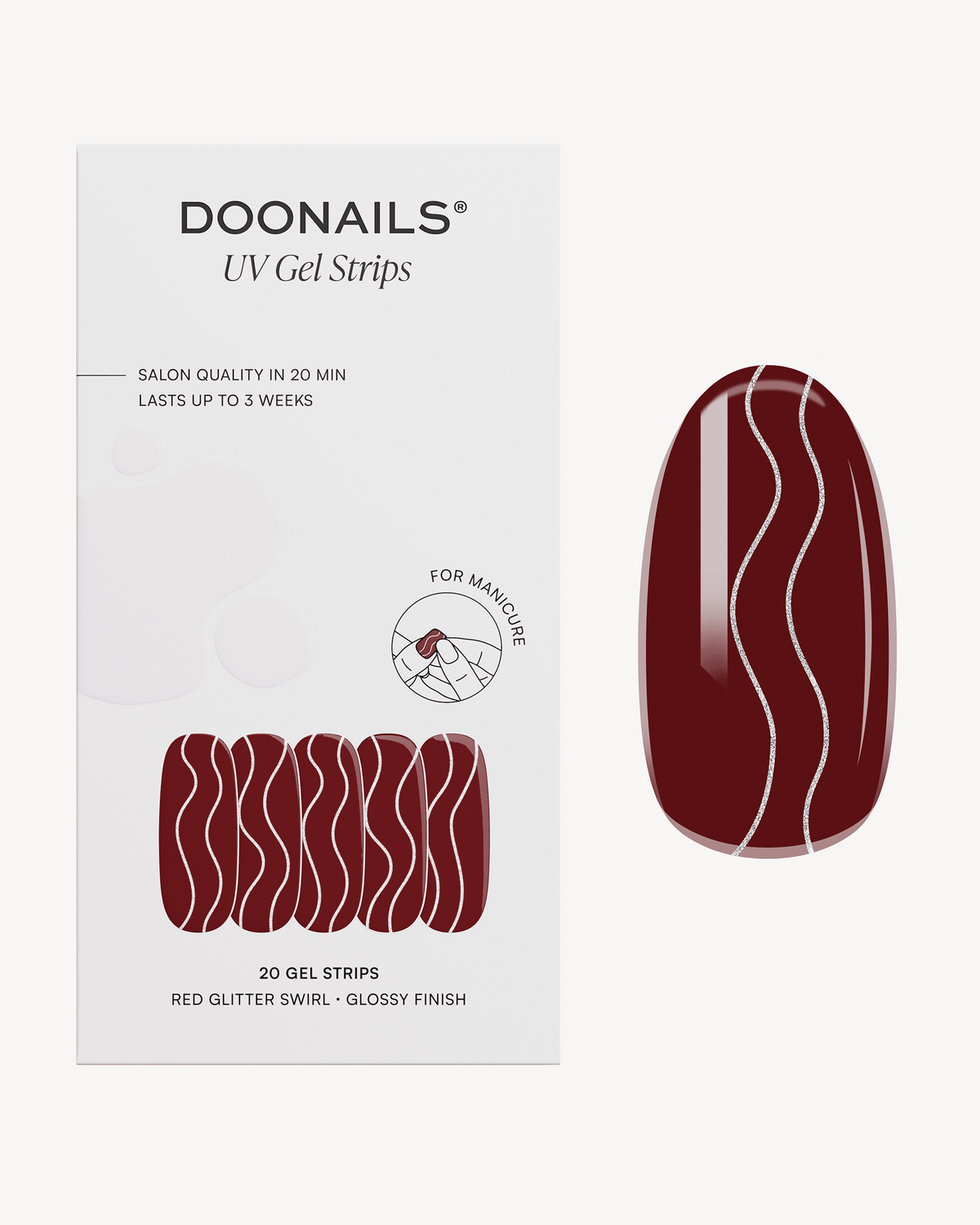 Red Glitter Swirl Bandes en Gel UV