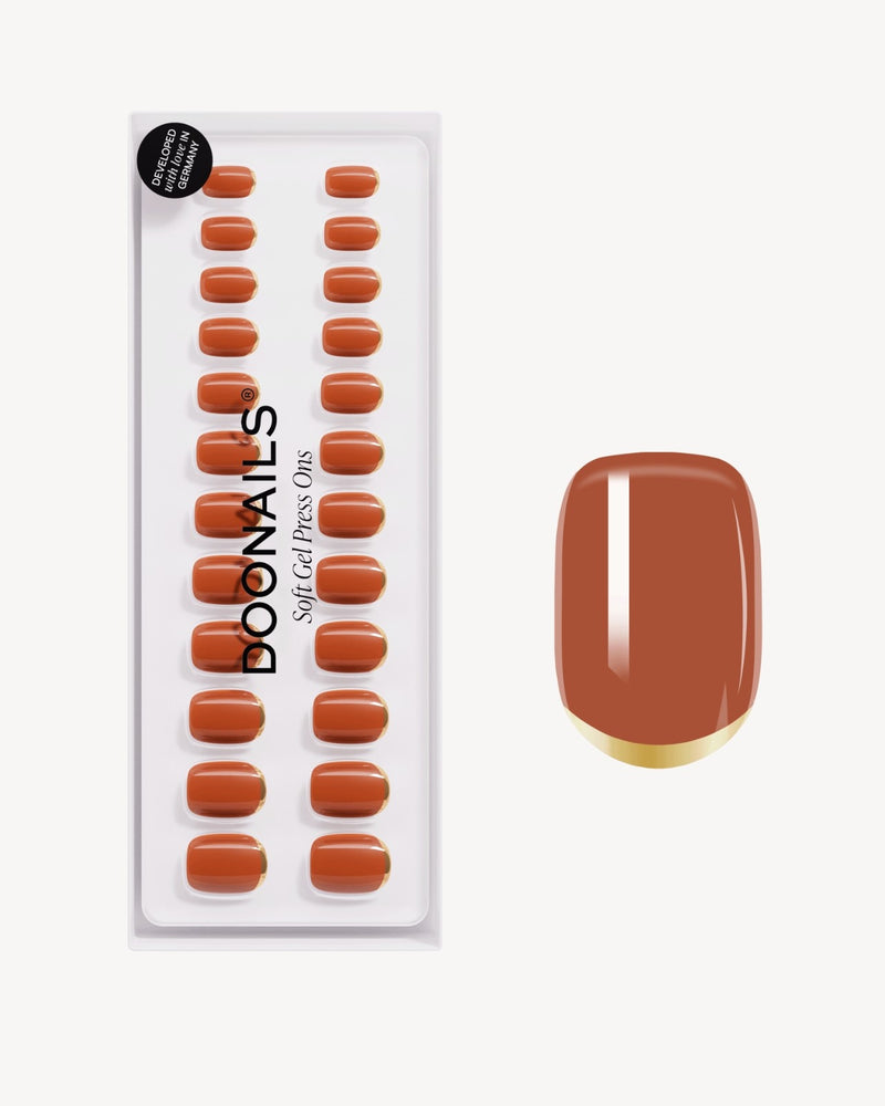 Press Ons en gel souple Cinnamon Extra Courte Carré - Doonails France
