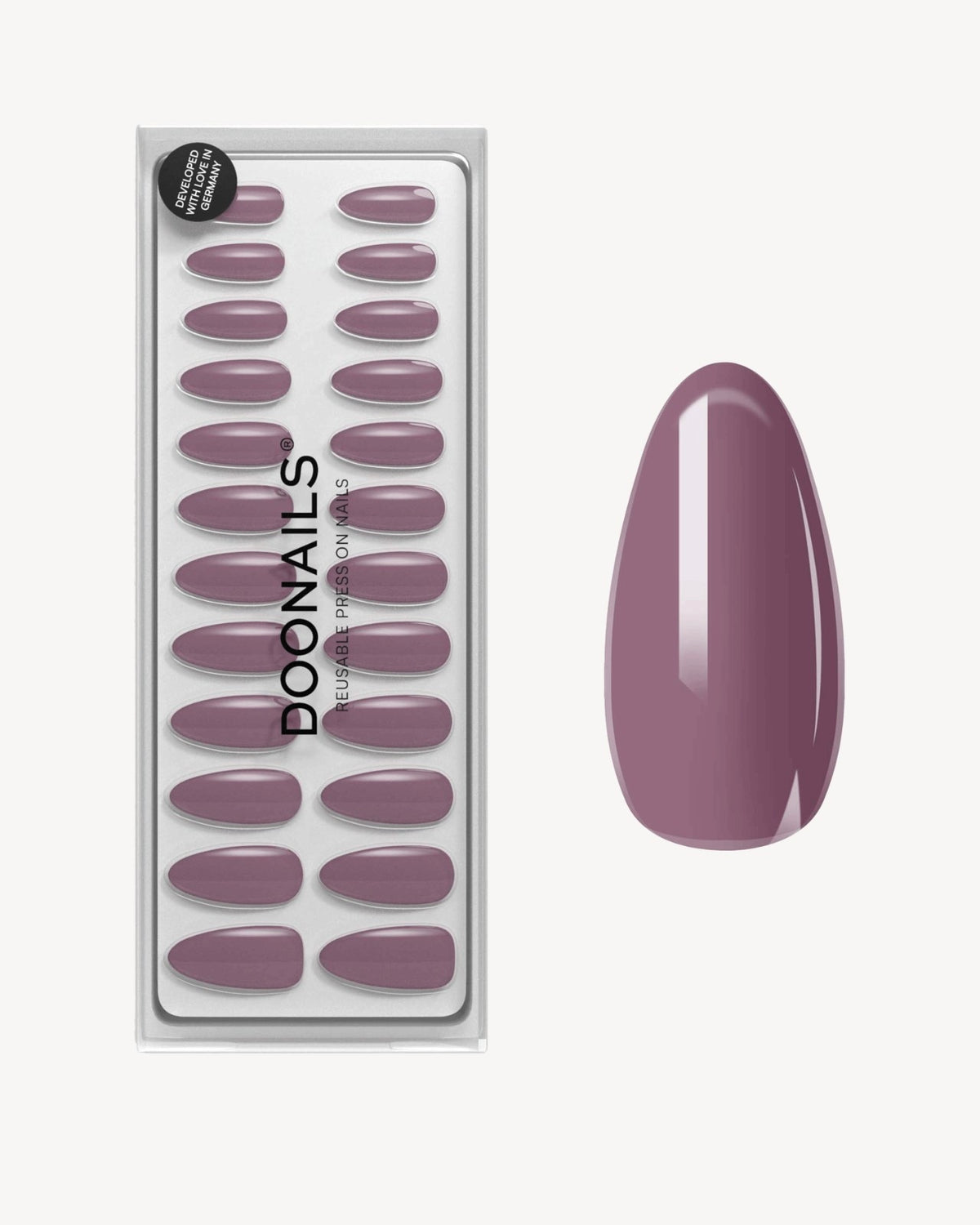 Press Ons en gel souple Silent Night Mauve Forme Moyenne Amande