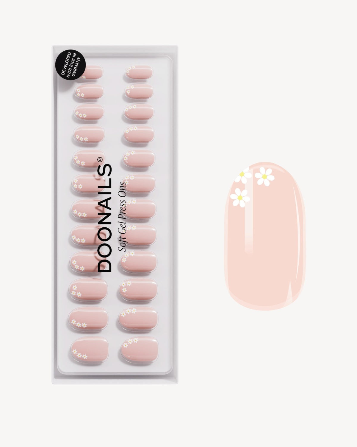 Flower Power Moyenne Arrondie Press Ons en Gel Souple