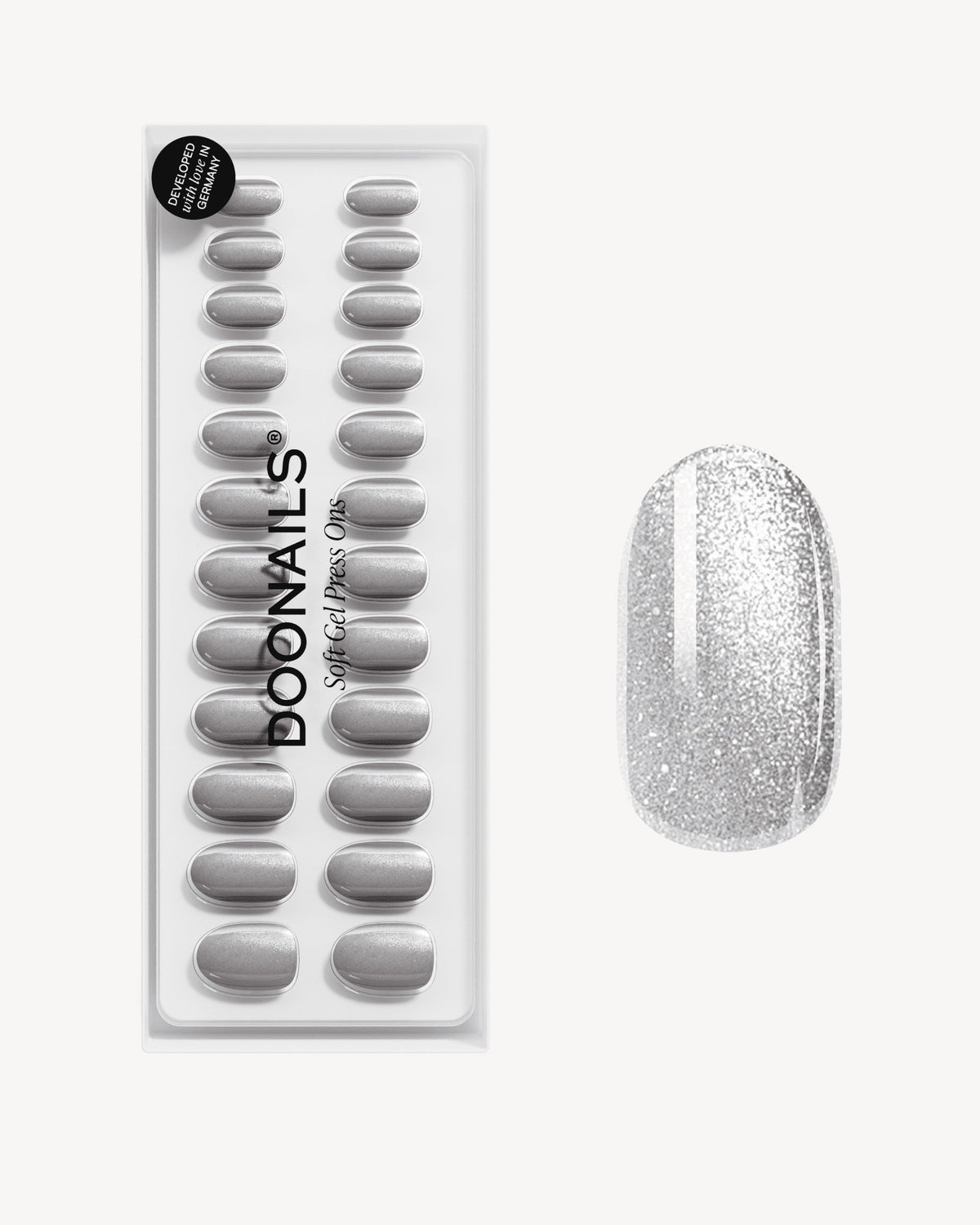 Grey Cat Eye Moyenne Arrondie Press Ons en Gel Souple
