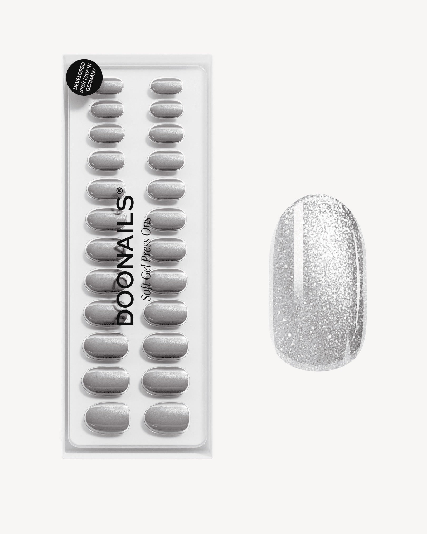 Grey Cat Eye Moyenne Arrondie Press Ons en Gel Souple