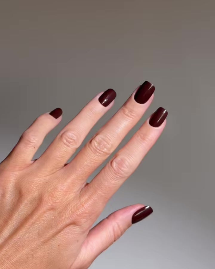 Cafe Noir Courte Carré Press On en Gel Souple