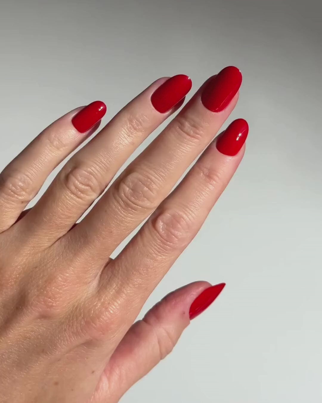 Rose Red Moyenne Arrondie Press On en Gel Souple