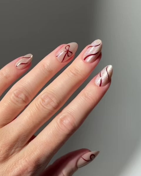 Red Bow Cat Eye Limited Edition Soft Gel Press Ons France