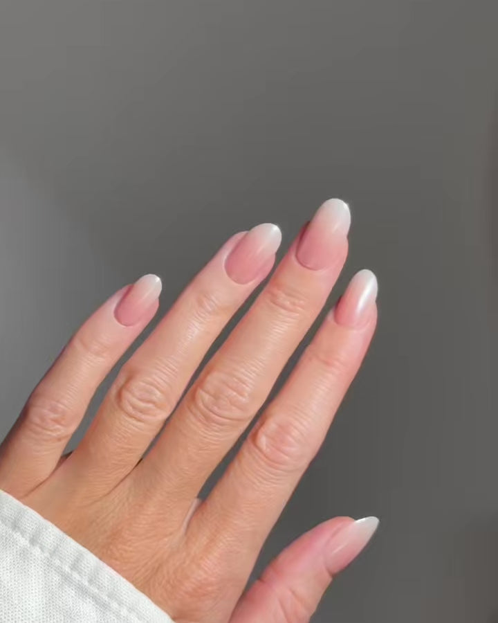Glazed Babyboomer Moyenne Arrondie Press On en Gel Souple
