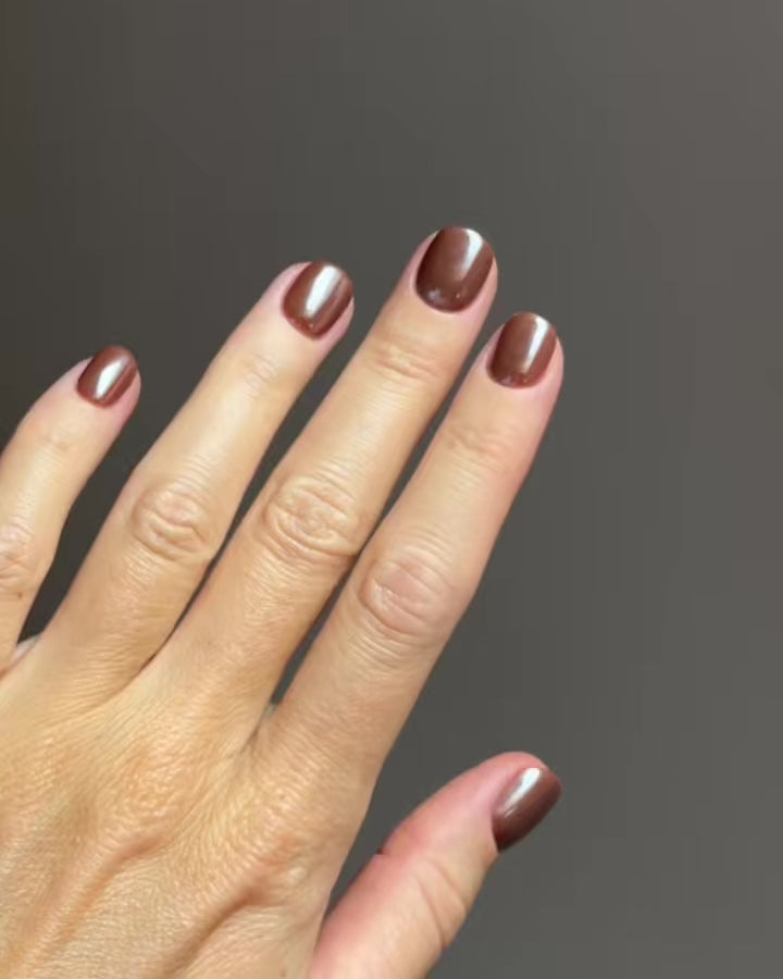 Glazed Chocolate Ultra Courte Carré Press On en Gel Souple