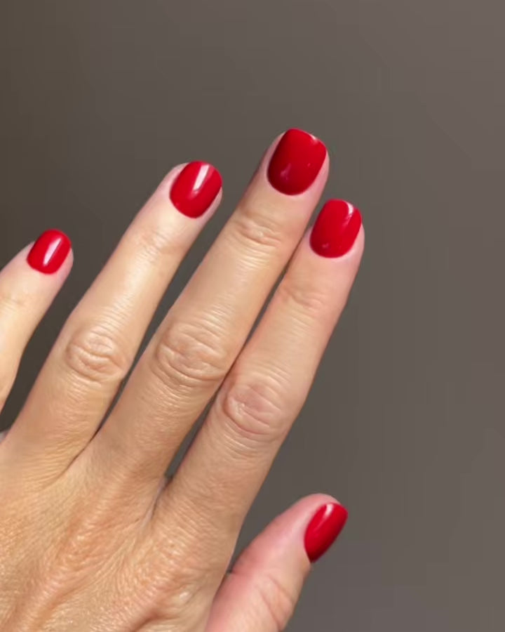 Rose Red Ultra Courte Carré Press On en Gel Souple