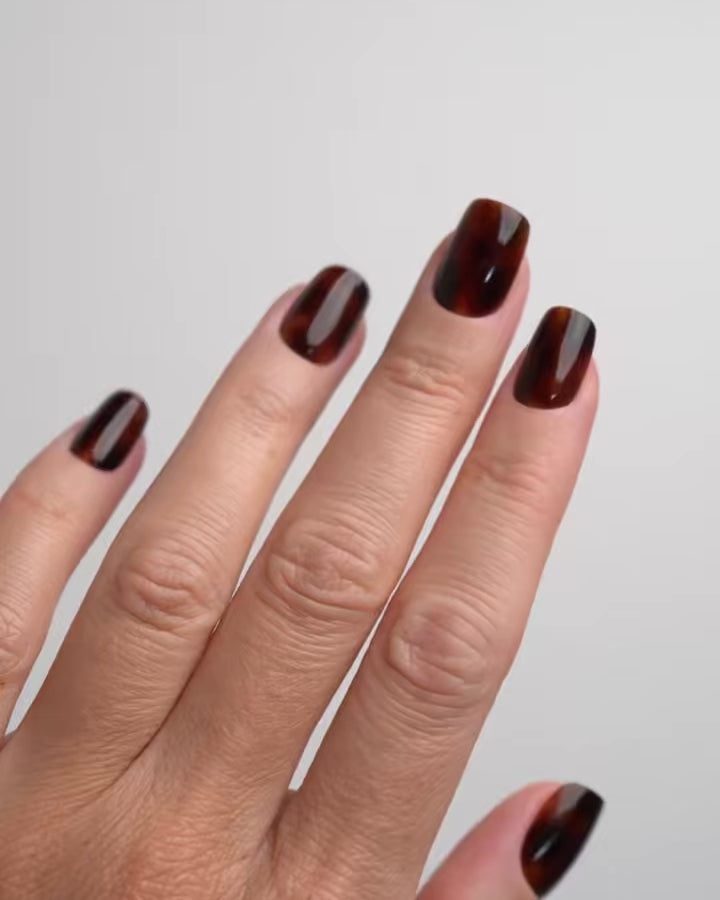 Mosaic Amber Courte Carré Press On en Gel Souple