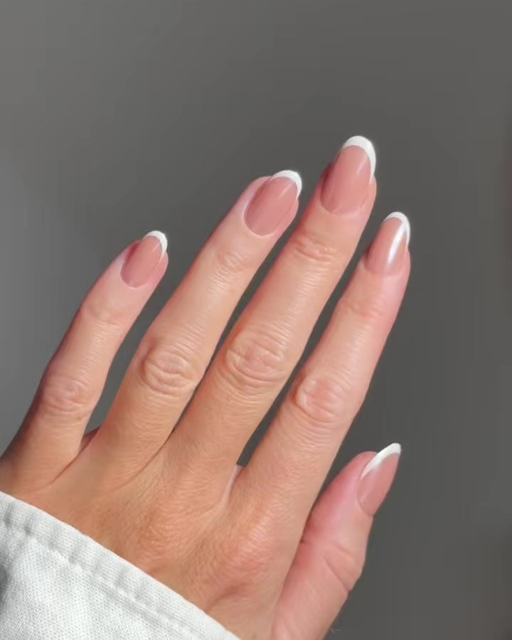 Glazed French Moyenne Arrondie Press On en Gel Souple