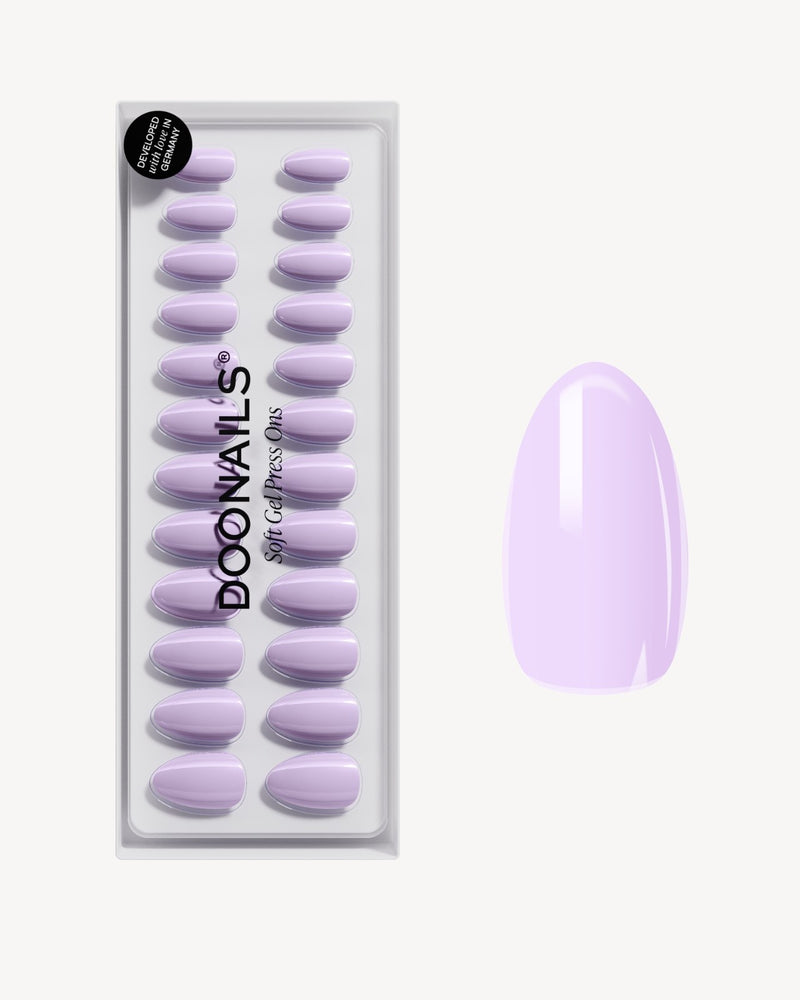 Press Ons en gel souple Lavender Mist Courte Amande - Doonails France