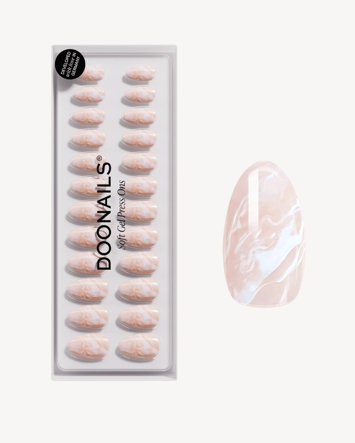 Nude Marble Courte Amande Press On en Gel Souple