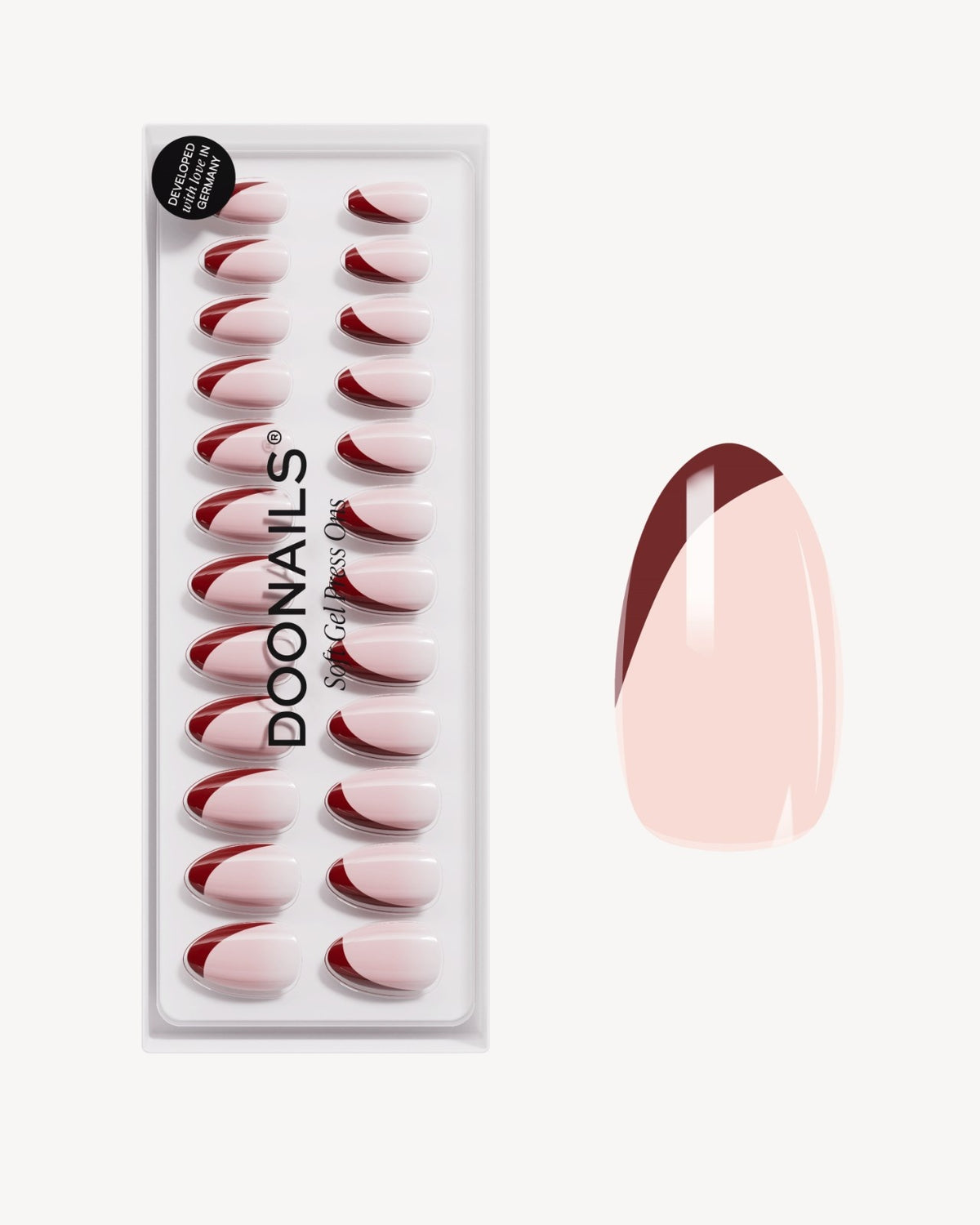 Red Slate French Courte Amande Press On en Gel Souple