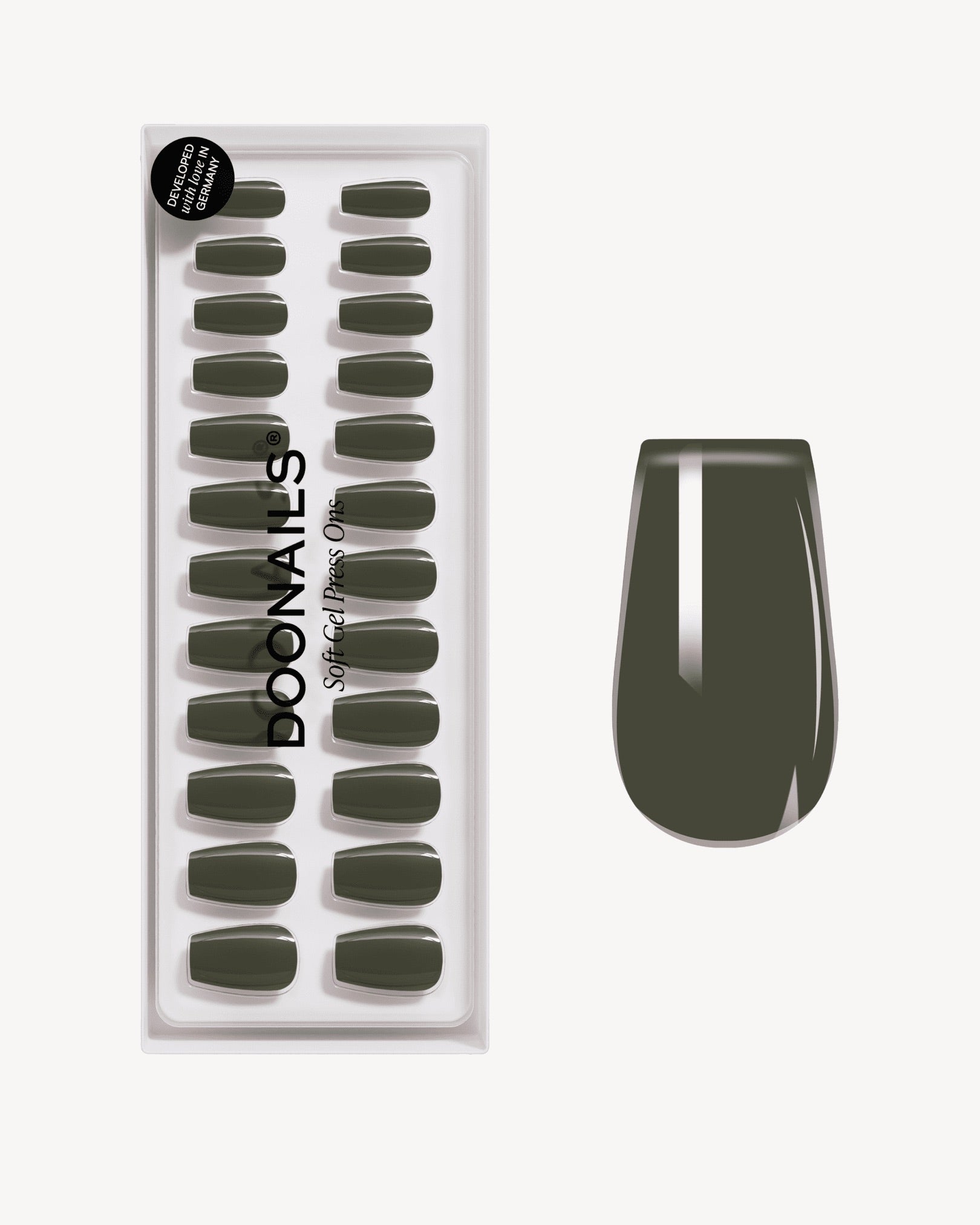 Khaki Courte Ballerine Press Ons en Gel Souple